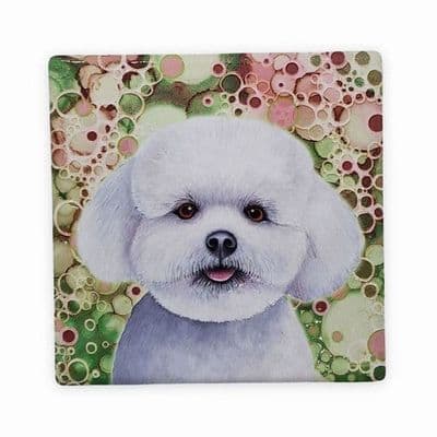 Bichon Frise Ceramic Coaster By Jo Crafts