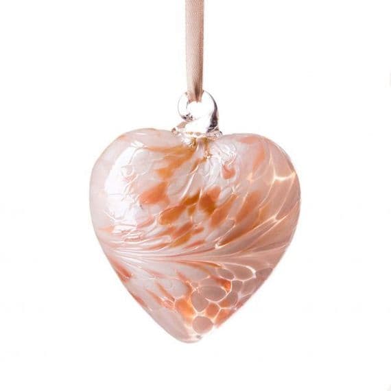 Birthstone Hanging Glass Heart - April - Amelia Art Glass