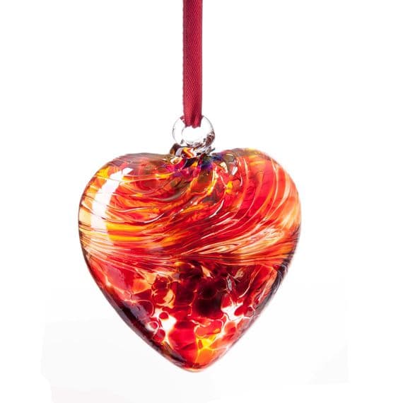 Birthstone Hanging Glass Heart - January - Amelia Art Glass