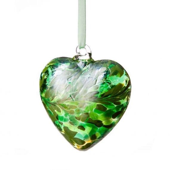 Birthstone Hanging Glass Heart - May - Amelia Art Glass