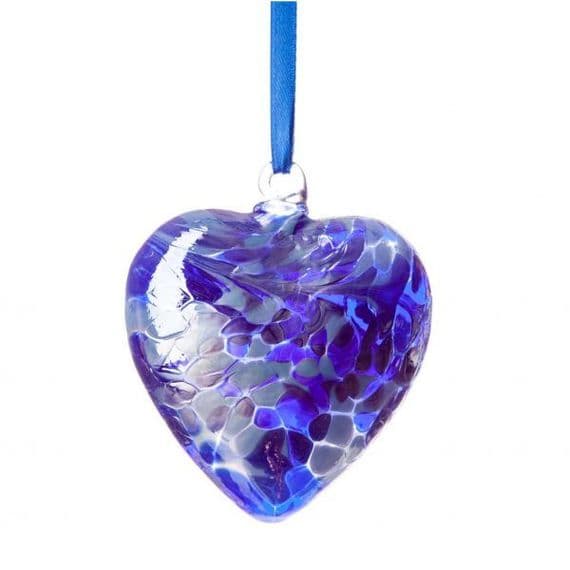 Birthstone Hanging Glass Heart - September - Amelia Art Glass