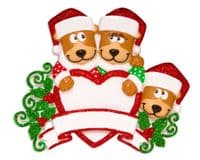 Brown Bear Family of 3 - Personalised Christmas Tree Decoration Hanging Ornament