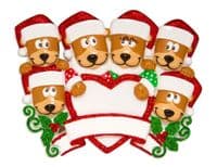 Brown Bear Family of 6 - Personalised Christmas Tree Decoration Hanging Ornament
