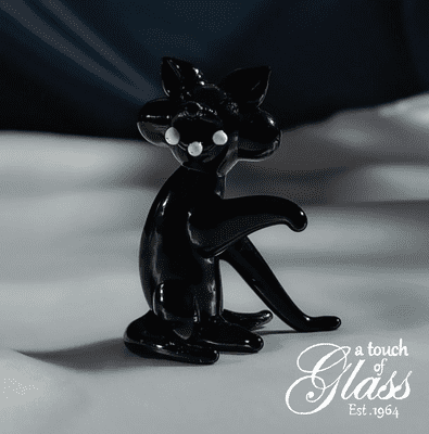 Cat Black Glass Figurine