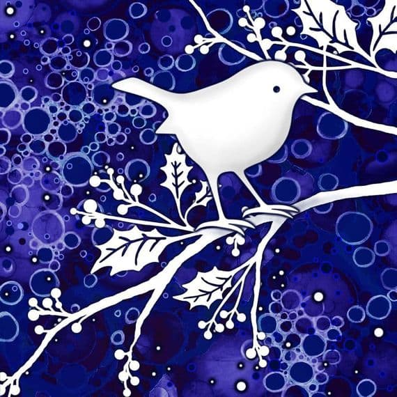 Christmas Purple Robin Ceramic Coaster By Jo Crafts