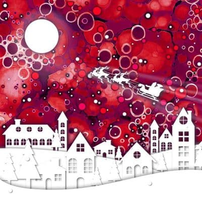 Christmas Red Town Scene Ceramic Coaster By Jo Crafts