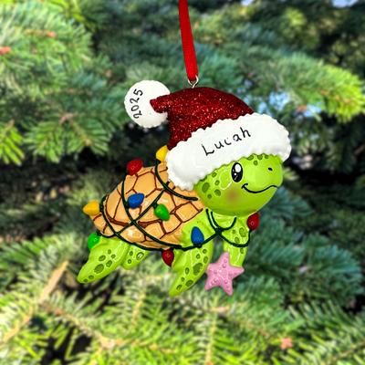 Christmas Turtle Personalised Christmas Tree Decoration