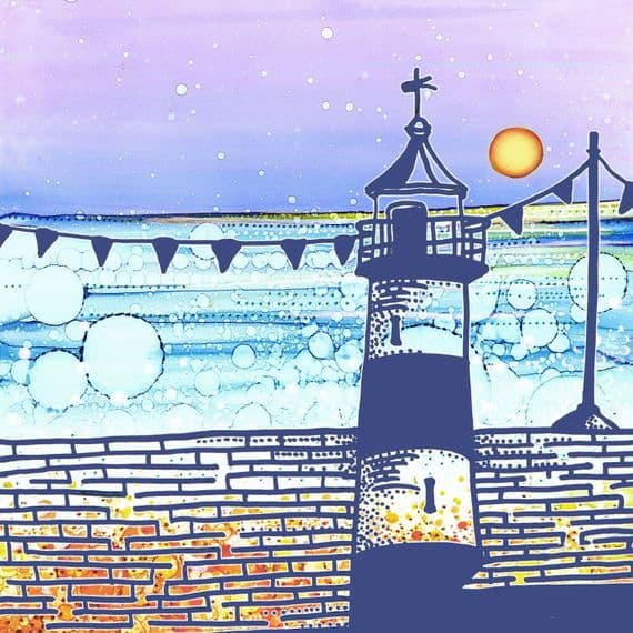 Coastal Retreat Lighthouse Ceramic Coaster By Jo Crafts