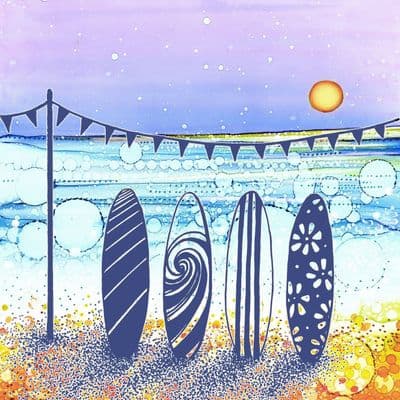 Coastal Retreat Paddleboards Ceramic Coaster By Jo Crafts