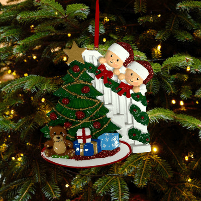 Couple with Christmas Tree Personalised Decoration