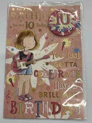 Daughter 10th Birthday Card with Badge