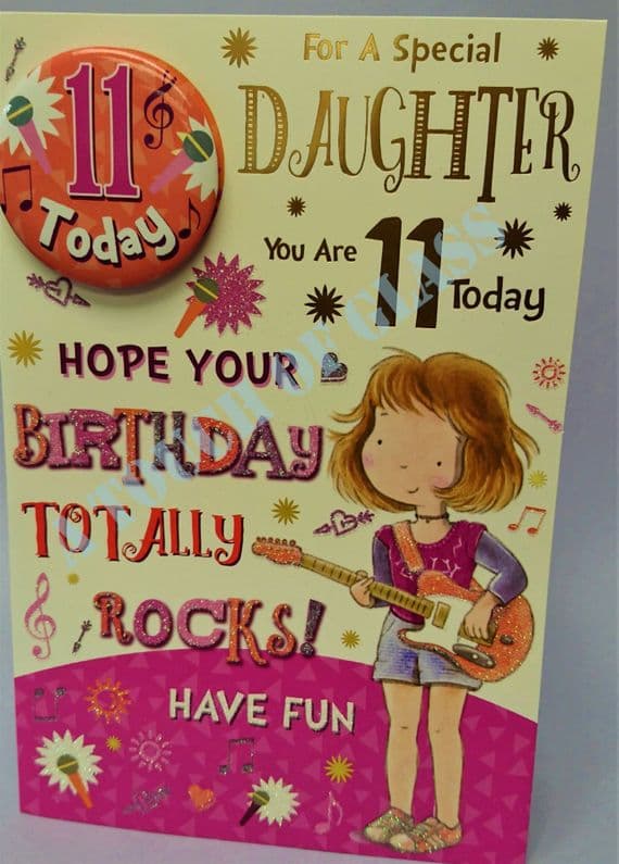 11 Year Old Daughter Birthday Card with Badge
