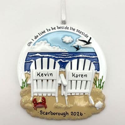 Deck Chair Couple  - Personalised Hanging Decoration