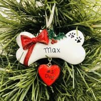 Personalised Dog Bone Christmas Tree Decoration 2022 Bauble Hanging Ornament Keepsake #1 Dog