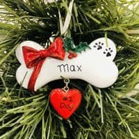Personalised Dog Bone Christmas Tree Decoration 2022 Bauble Hanging Ornament Keepsake #1 Dog