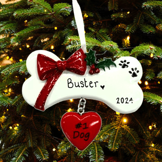 Personalised Dog Bone Christmas Tree Decoration 2022 Bauble Hanging Ornament Keepsake #1 Dog