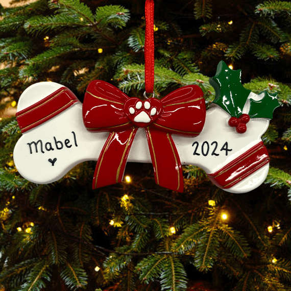 Personalised Dog Bone Christmas Tree Decoration Bauble Hanging Ornament Keepsake