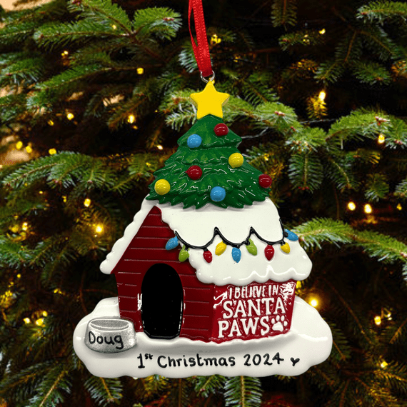 Dog House Christmas Tree Decoration Personalised Bauble