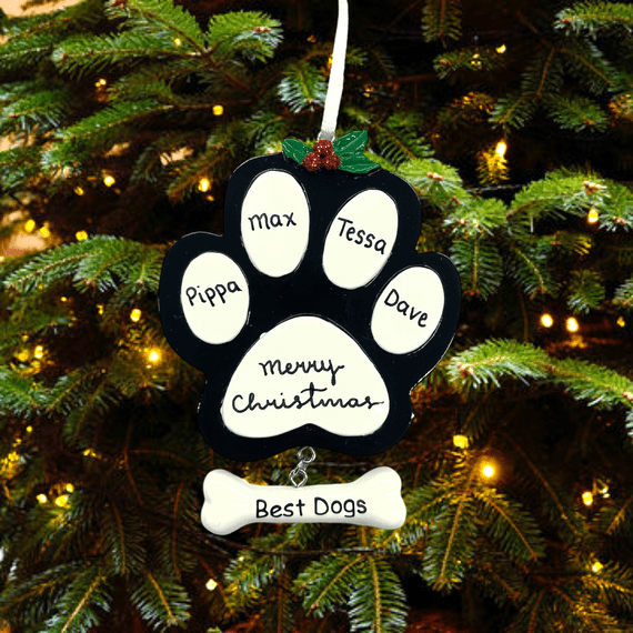 Dog Paw Best Dog Black Christmas Tree Decoration