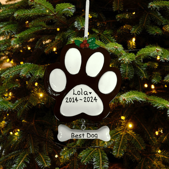 Dog Paw Best Dog Brown Christmas Tree Decoration