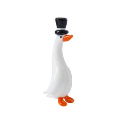 Duck with Top Hat Glass Figurine
