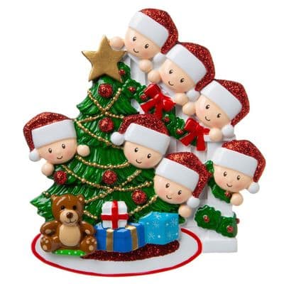 Family of 7 with Christmas Tree - Personalised