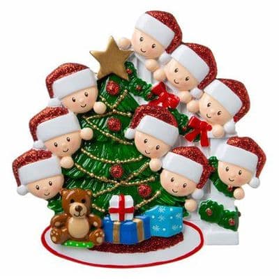 Family of 9 with Christmas Tree - Personalised