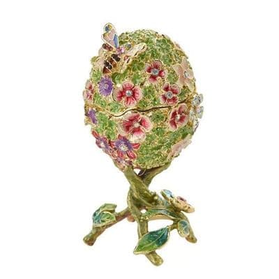 Floral Foiliage Egg Treasured Trinket Box
