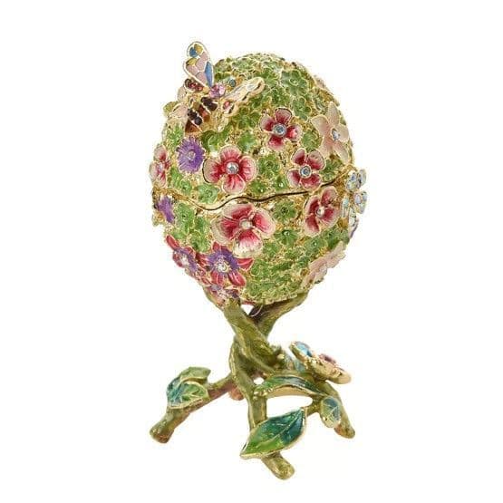 Floral Foiliage Egg Treasured Trinket Box