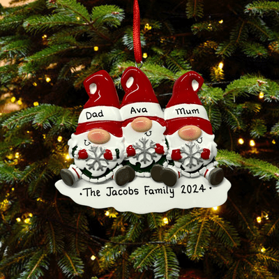 Gnome Family of 3 Personalised Decoration
