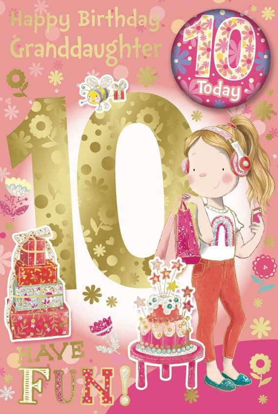 Granddaughter 10th Birthday Card with Badge