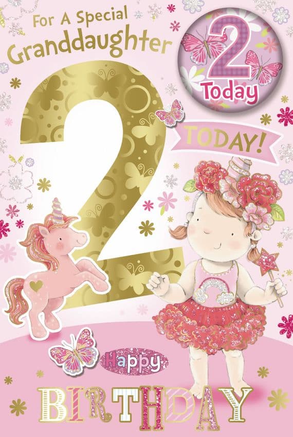 Granddaughter 2nd Birthday Badge Card - Candy Club - Greetings Cards