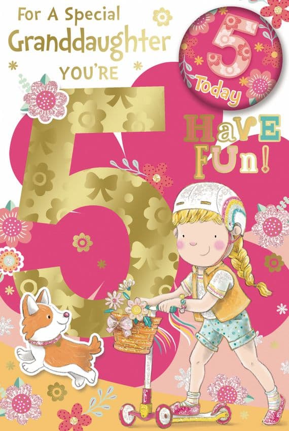 Granddaughter 5th Birthday Badge Card - Candy Club - Greetings Cards