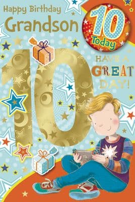 Grandson 10th Birthday Card with Badge