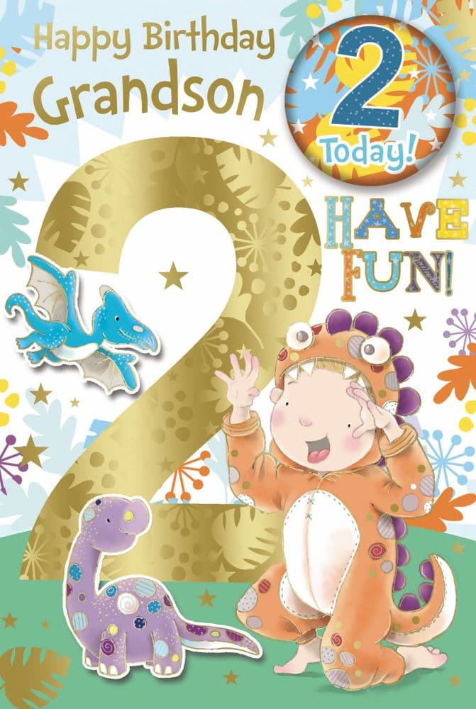 Grandson 2nd Birthday Badge Card - Candy Club - Greetings Cards