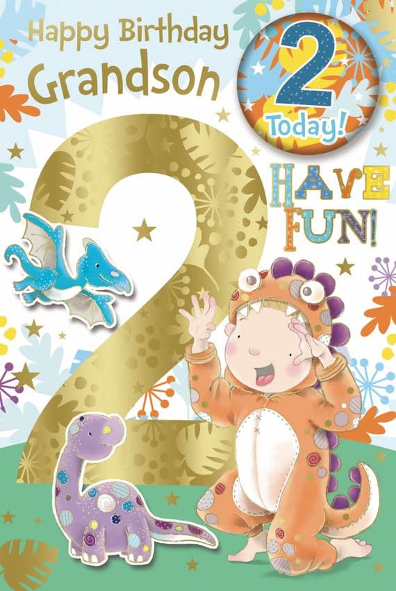 Grandson 2nd Birthday Badge Card - Candy Club - Greetings Cards