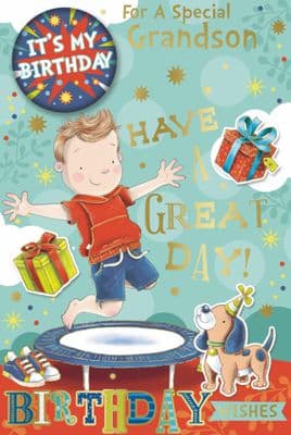 Grandson Birthday Card with Badge