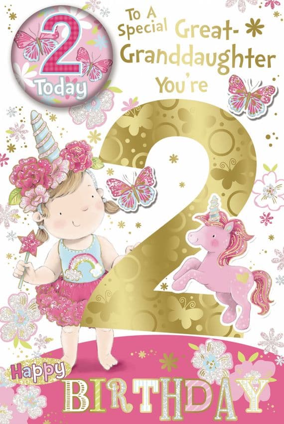 Great Granddaughter 2nd Birthday Badge Card - Candy Club - Greetings Cards