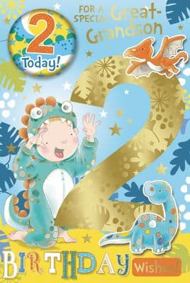 Great Grandson 2nd Birthday Card with Badge