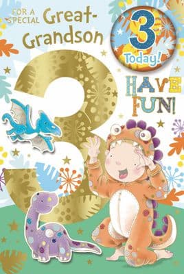 Great Grandson 3rd Birthday Card with Badge