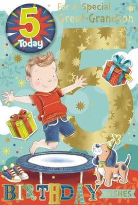 Great Grandson 5th Birthday Card with Badge