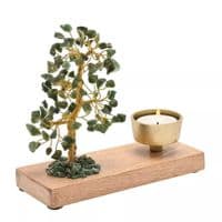Green Jade Gemstone Tree Tealight Holder - Serenity