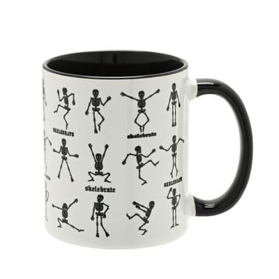 Halloween Mug - Skelebrate - Black and White Mug