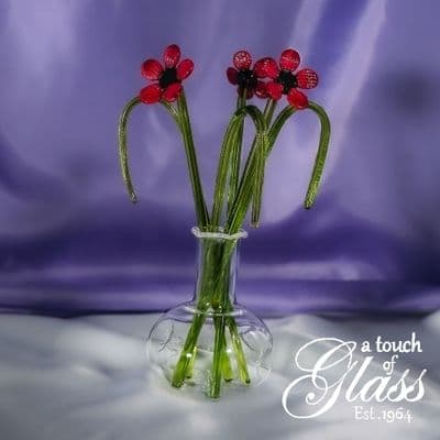 Handmade Glass Flowers - Poppy