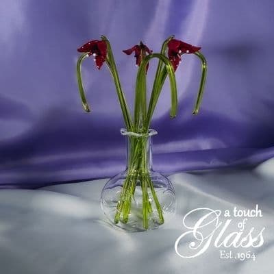 Handmade Glass Flowers - Red Fuschia