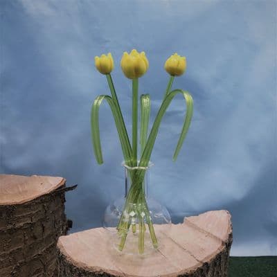 Handmade Glass Flowers - Yellow Tulip