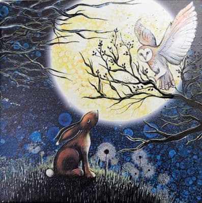 Hare and Owl Ceramic Trivet By Jo Crafts