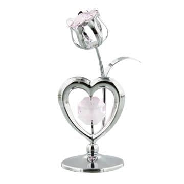 Heart and Tulip Crystal Ornament Crystocraft