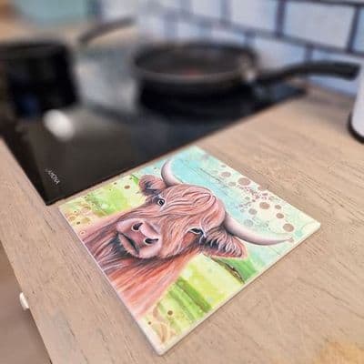 Highland Cow Square Ceramic Trivet By Jo Crafts