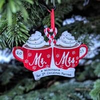 Hot Chocolate Mugs Mr & Mrs - Personalised Christmas Decoration